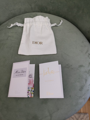 Two dior 1ml fragrance samples J'adore And Miss Dior With Dior Drawstring Pouch