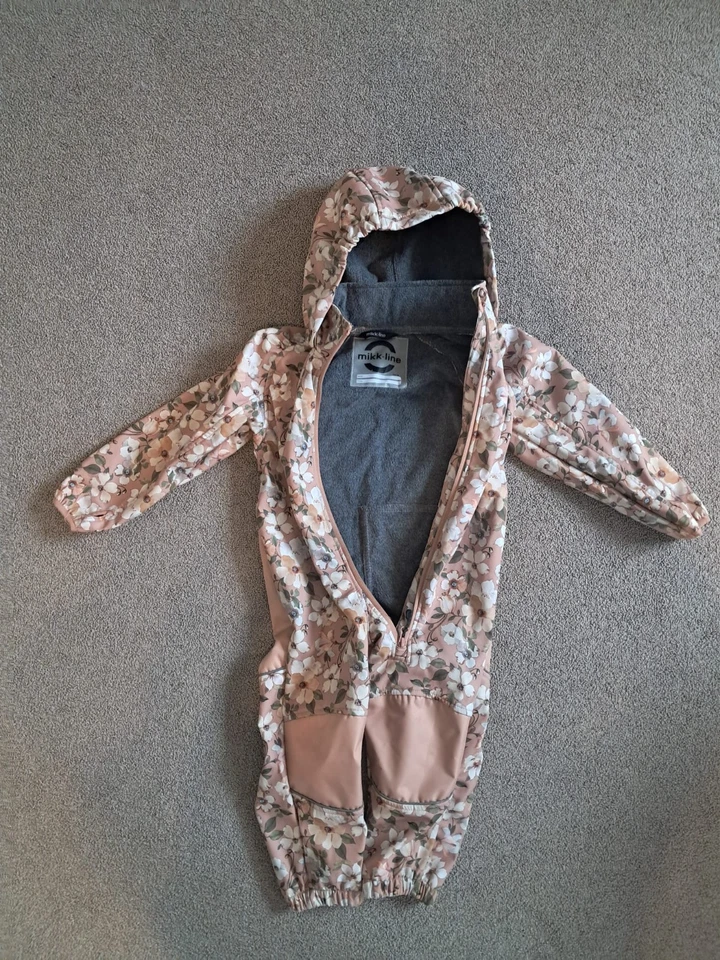 mikk-line Softshellanzug Overall 98 Fleece Blumen Matschanzug Mädchen verstärkt - Bild 2 von 3