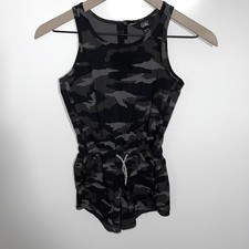 Athleta Girl Camo Romper Jumpsuit Drawstring Pockets Kids Size 7