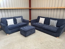 DFS Orlby 4 + 2 Seater Sofa Set Navy Blue Fabric RRP £1529 Delivery Available