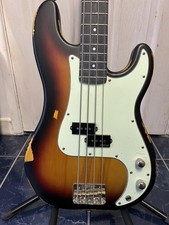 Vintage V4MRSSB V4 Icon Distressed Sunset Sunburst Bass Guitar