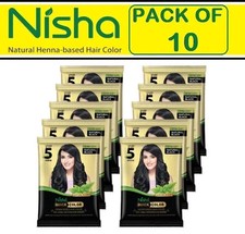 10 x10g Nisha Natural Black Henna Powder Hair Color 100 Grey Coverage Organic