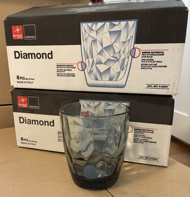 6x Wasserglas Saftglas Bormioli Rocco Diamond 0,39l ocean blau Trinkglas