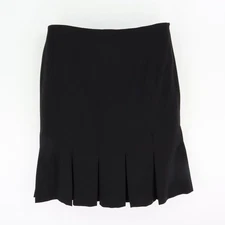 AB Studio Pencil Skirt Womens Sz 8 Black Pleated Hemline Zip Closure Knee Length