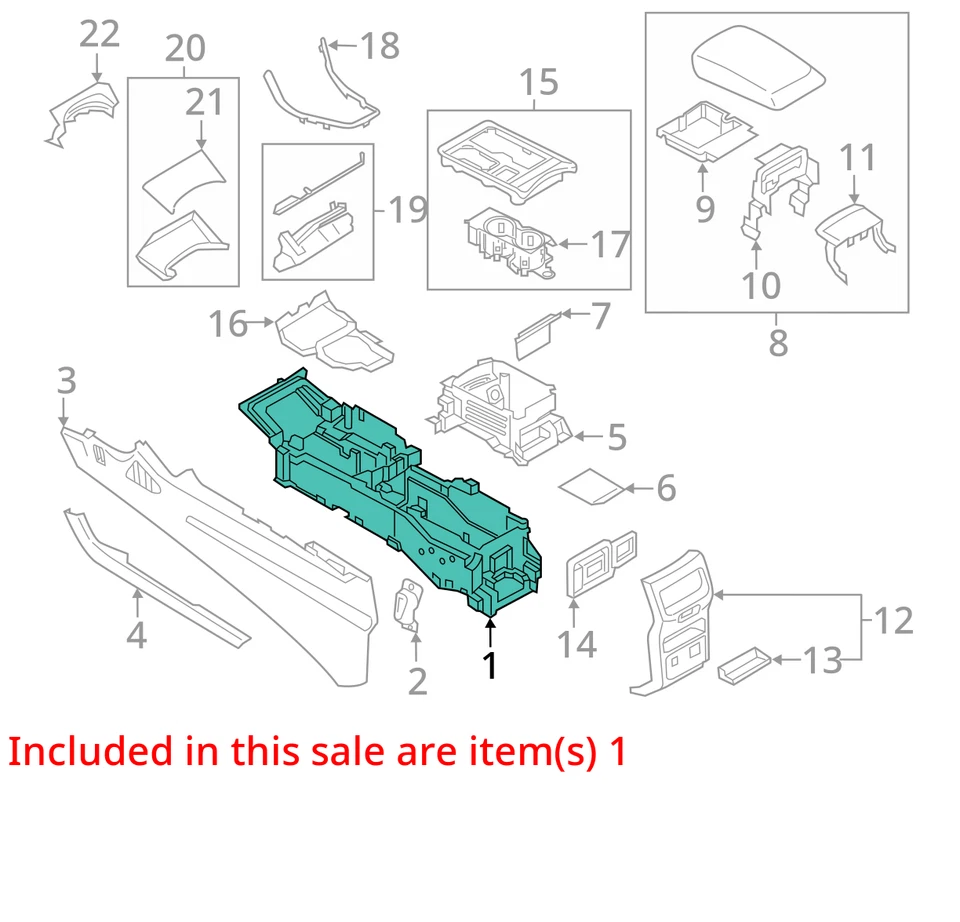 2015 - 2021 FORD EDGE CENTER CONSOLE REAR TRIM PANEL W/ CHARGING PORTS | BEIGE - Image 3 of 4