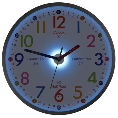 Telling Time Teaching Clock, 8 Inch Illuminated Wall Clock for Kids Bedroom, ...