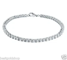 Diamonique CZ Round Cut Prong Set Tennis Bracelet Stainless Steel QVC J278853