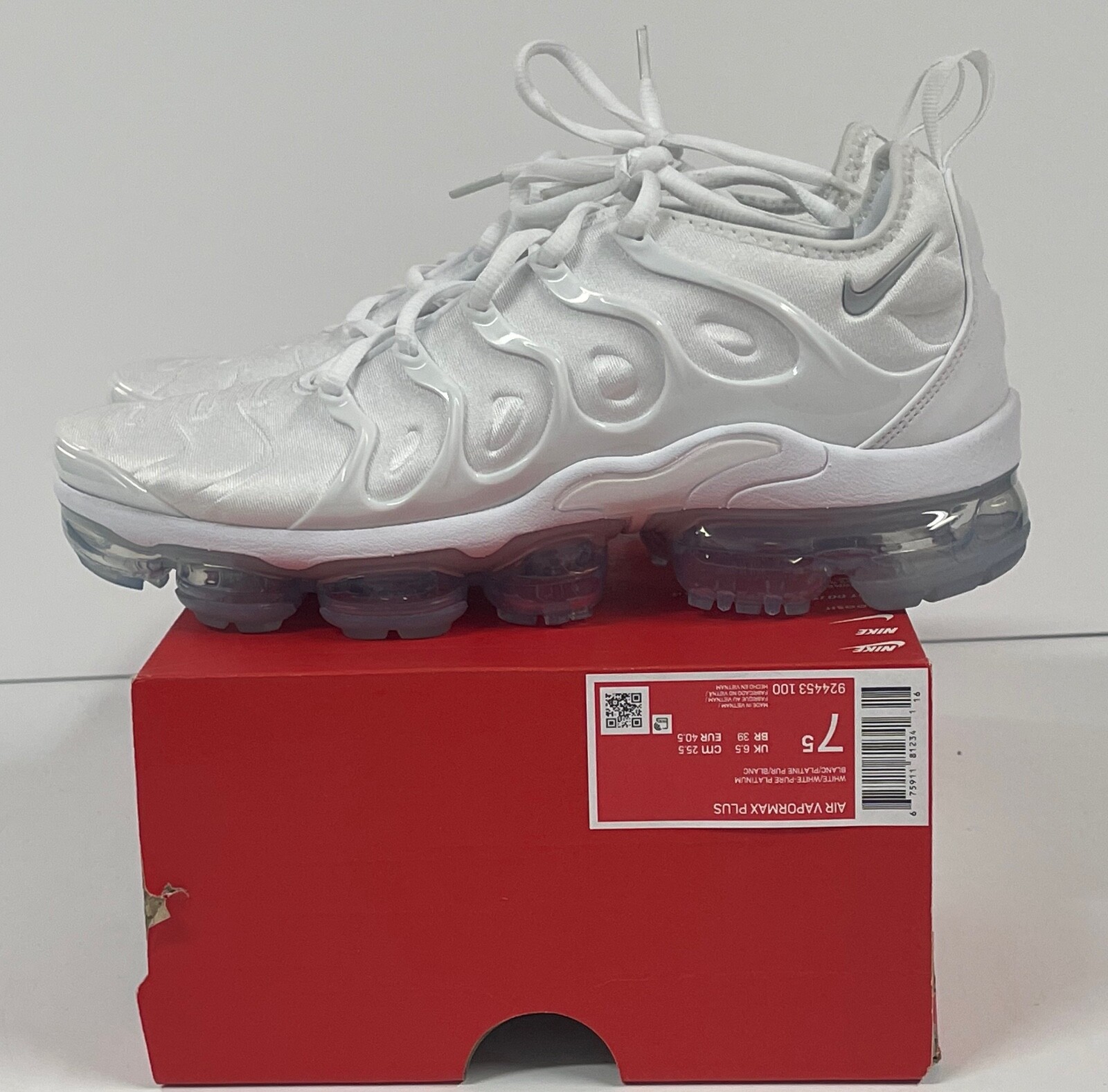 Size 7.5 - Nike Air VaporMax Plus White for sale online | eBay