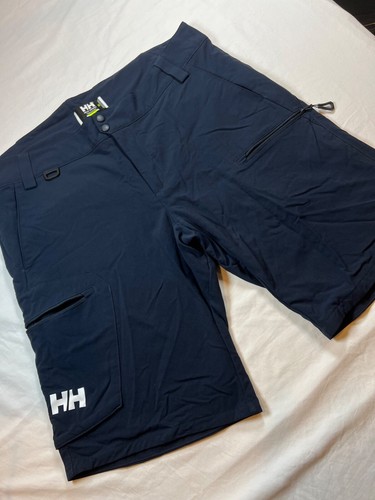 Helly Hansen Uomo 38 Pantaloncini Crewline Cargo Blu Navy Elasticizzato Cerniera 11" Barca - Foto 2 di 24