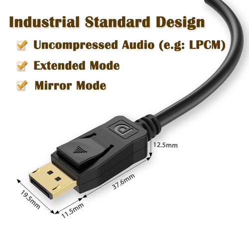 Displayport Display Port to DP Cable Lead Male to Male Digital HighSpeed 4K 60HZ - Picture 8 of 9