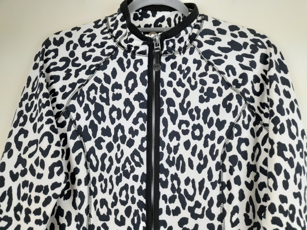 Jones New York Sport Size M Animal Print Long Sleeve Stretch Zip
