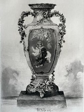 Felix Buhot Gravure Eau Forte Etching Vase Décoratif Métal Martelé Christofle