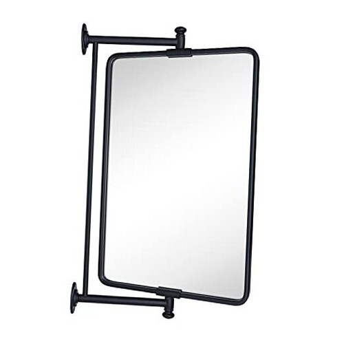 Black Rounded Rectangle Pivot-N-View Bathroom Vanity 22"L x 14"W Matte Black