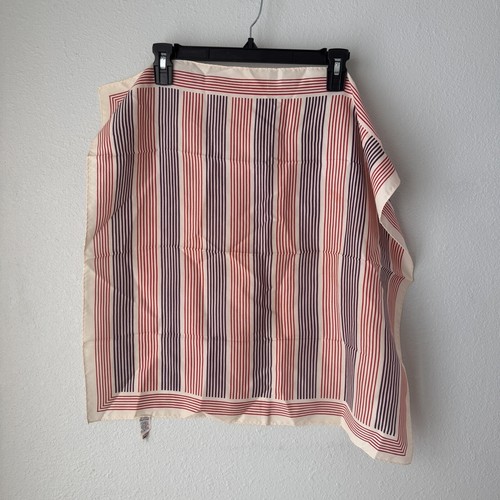 Vtg 60s 70s Mode Makers Ben Goodman Handrolled Scarf Square Red Purple Stripes