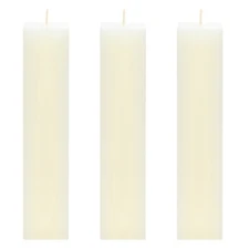 Mega Candles - Unscented 2"x 9" Hand Poured SQR Premium Pillar Candle Ivory 3PCS