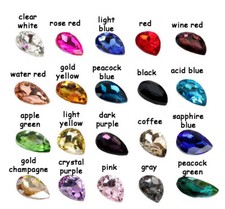 Top Bottom Coloured Glass Crytal Teardrop Rhinestone Jewels Faceted Beads