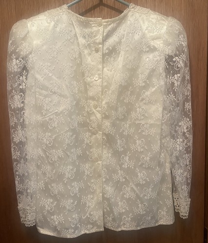 Blusa de encaje Scott McClintock estilo victoriano de los años 80 cuello alto XL Cottagecore - Imagen 4 de 7