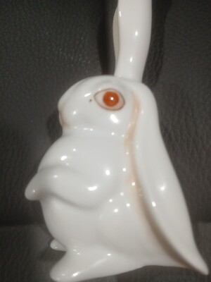 HEREND, WHITE Floppy Eared RABBIT BUNNY, HANDPAINTED PORCELAIN FIGURINE ! (B158)