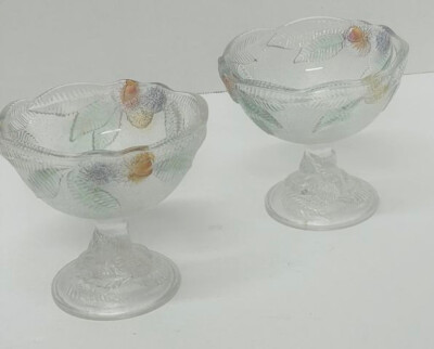 Dessert/Fruit set of 2 Bowls Crystal D Argues Chataignier J.G. Durand Luminarc