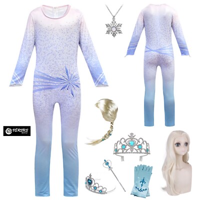 Frozen 2 Vestito Carnevale Tuta Elsa Bianco White Simil Elsa Pants Dress  FROZ037 | eBay