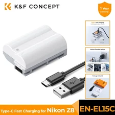 K&F Concept 2600mAh EN-EL15C Battery USB C Fast Charging for Nikon Z8 Zf Z7II Z7