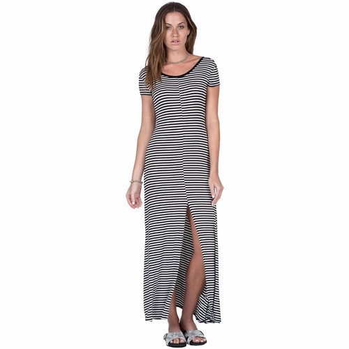  -NWOT-WOMENS-VOLCOM-ANTI-BULLY-DRESS-55-S-black-stripe-maxi-slit