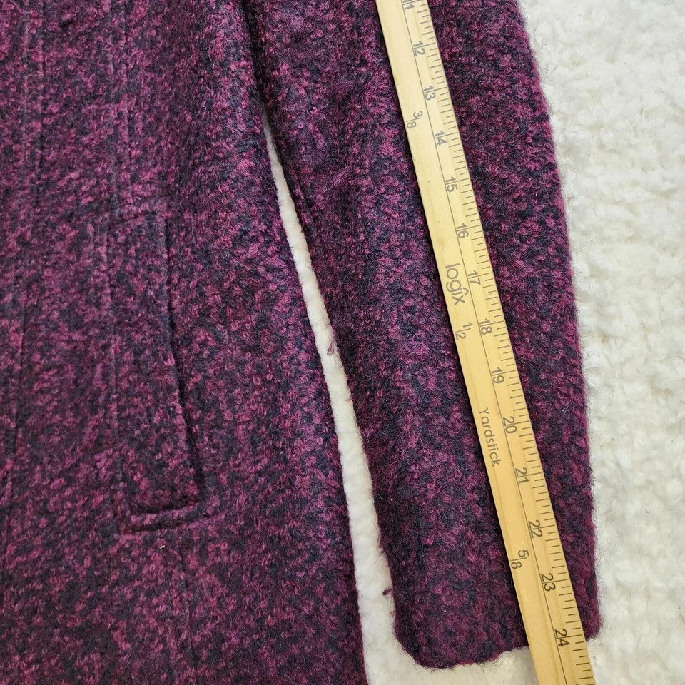 Chaqueta de Chaquetón Anne Klein Pequeña Púrpura Negra Tejida Con Capucha Cremallera Completa Bolsillos Lana Foto 3 de 4