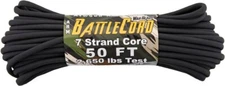 Atwood Rope MFG ARM BattleCord Black 50FT 350LB Test 7 Strand Core Nylon 1123