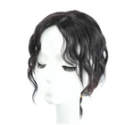 Fluffy Natural Wavy Curly Mono Human Hair Clip in Topper Hair Piece For Women