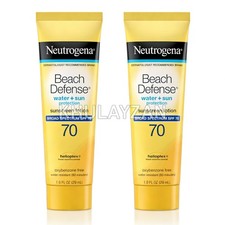 2 Pack Neutrogena Beach Defense Water  Sun Protection Lotion 70 SPF, 1 Oz Each