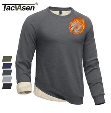 Men's Winter Sweatshirt Fleece Pullover Cotton Thick Warm Lined Crew Neck Shirt