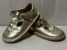 L'AMOUR Joy Metallic Gold Leather T-Strap Mary Jane, Girls Size 10 Adorable Fun
