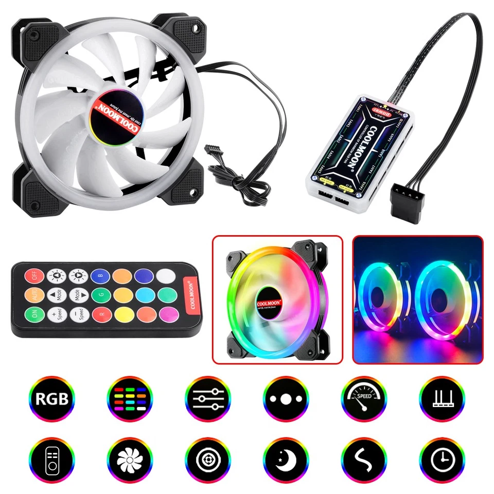 5 Pack Desktop RGB Fans PC 120mm LED Cooling Fans with Remote and Controller UK - Image 4 of 4