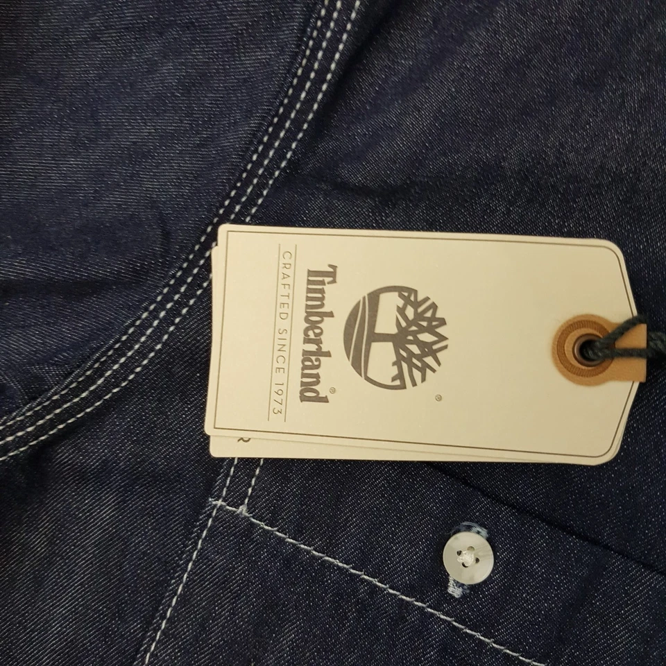 Timberland Mens Shirt Small Blue White Contrast Stitch Overshirt Western Cowboy - Image 3 of 4