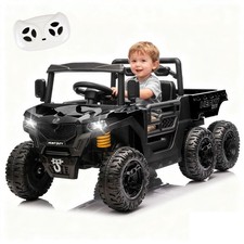 24V 400W Electric Dump Truck Kids Ride On Car 4WD 1.86-3.11 MPH W/ Remote, Black
