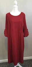 Catherines Size OX Dress Womens Red Midi Short Sleeve Ruffled Dressy Womens