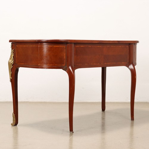Bureau Ancien Style Baroque Acajou Bronze 5 Tiroirs du XXe Siècle Authentique - Photo 9/9