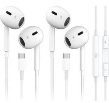 2 Pack USB C Headphones Wired for iPhone 17 16 15, Type C Earbuds