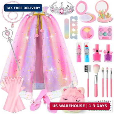 Princess Dress Up Clothes for Girls 3 4 5 6 Years Old, Non-Toxic Kids Makeup Kit