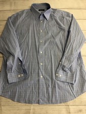 Nautica Shirt Mens Extra Large Blue Plaid Button Down Long Sleeve 17.5 34/35