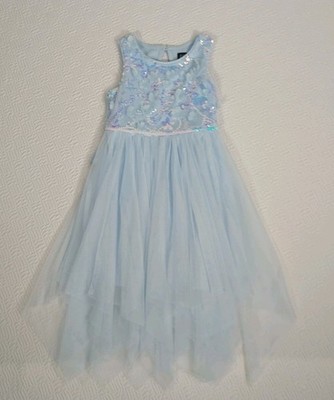 Lilt Silver Sequin Blue Flower Formal Tulle Dress Flower Size 4
