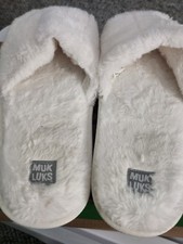 MUK LUKS Slide Slipper Women's Large 9/10 White Slip On Style