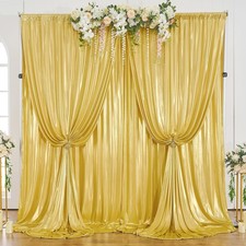 30 10FT Gold Sequin Backdrop Curtains Wedding Backdrop Drapes Wrinkle-Free