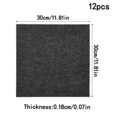12X Grey Carpet Floor Tiles Self Adhesive Flooring Rugs Non-Slip for Home Office