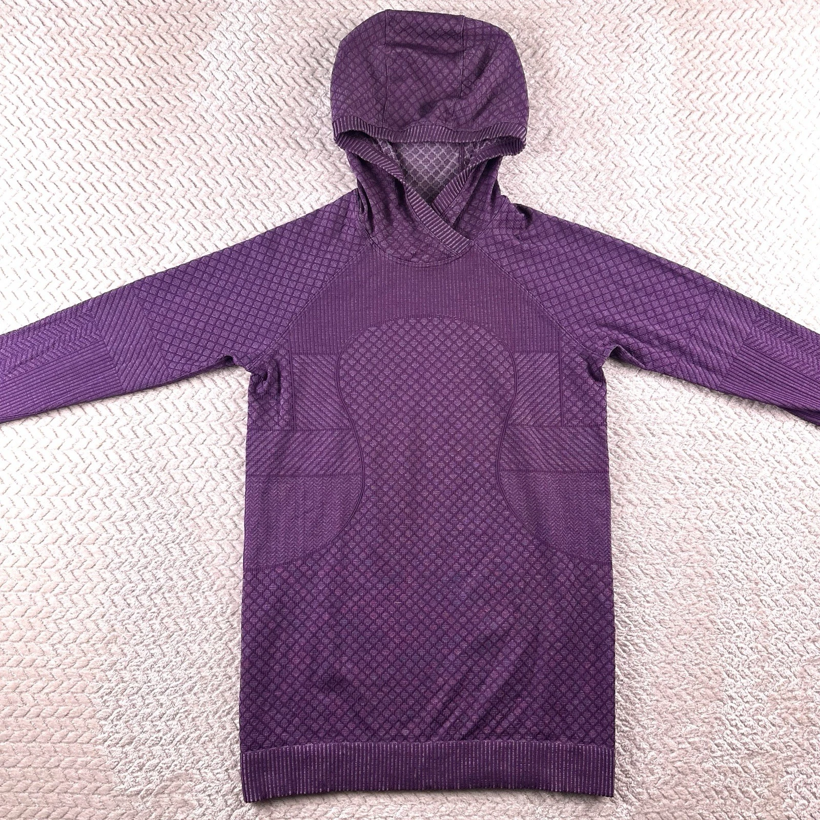 Lululemon Rest Less Hoodie Womens 6 Running Athletic Base Layer Purple Patchwork