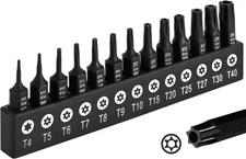 13PC Torx Bit Set, Tamper Proof T4/T5/T6/T7/T8/T9/T10/T15/T20/T25/T27/T30/T40 