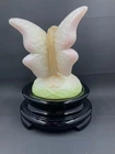 Fenton Butterfly on Branch Ring Holder, Frit Opal Glittery Pastel Colors Beauty