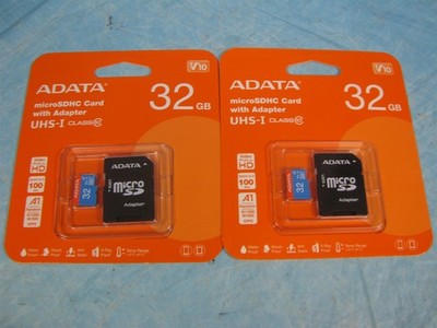 Lot of 2 - ADATA Premier 32GB SDHC UHS-I U1 Memory Card (ASDH32GUICL10-R) - NEW