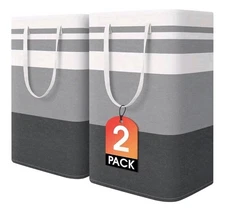 Homehacks 2 Pack Large Laundry Baskets, Waterproof, Freestanding Laundry Hampers