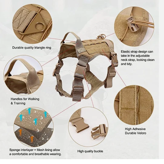 Tactical Dog Vest US Working Dog Military Harness with Handle No-pull Large - Image 2 of 4